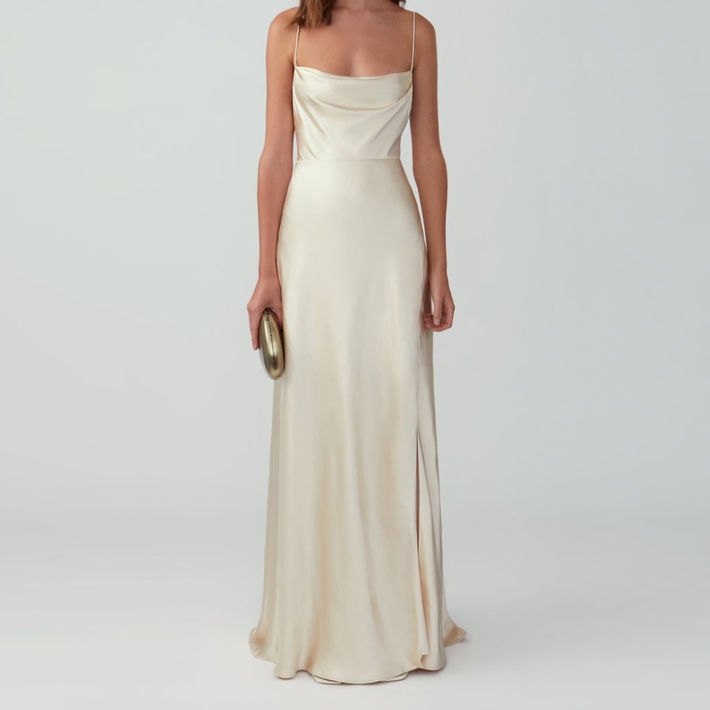 Fame and Partners - Strappy Draped Gown - Light Nude - Size 2